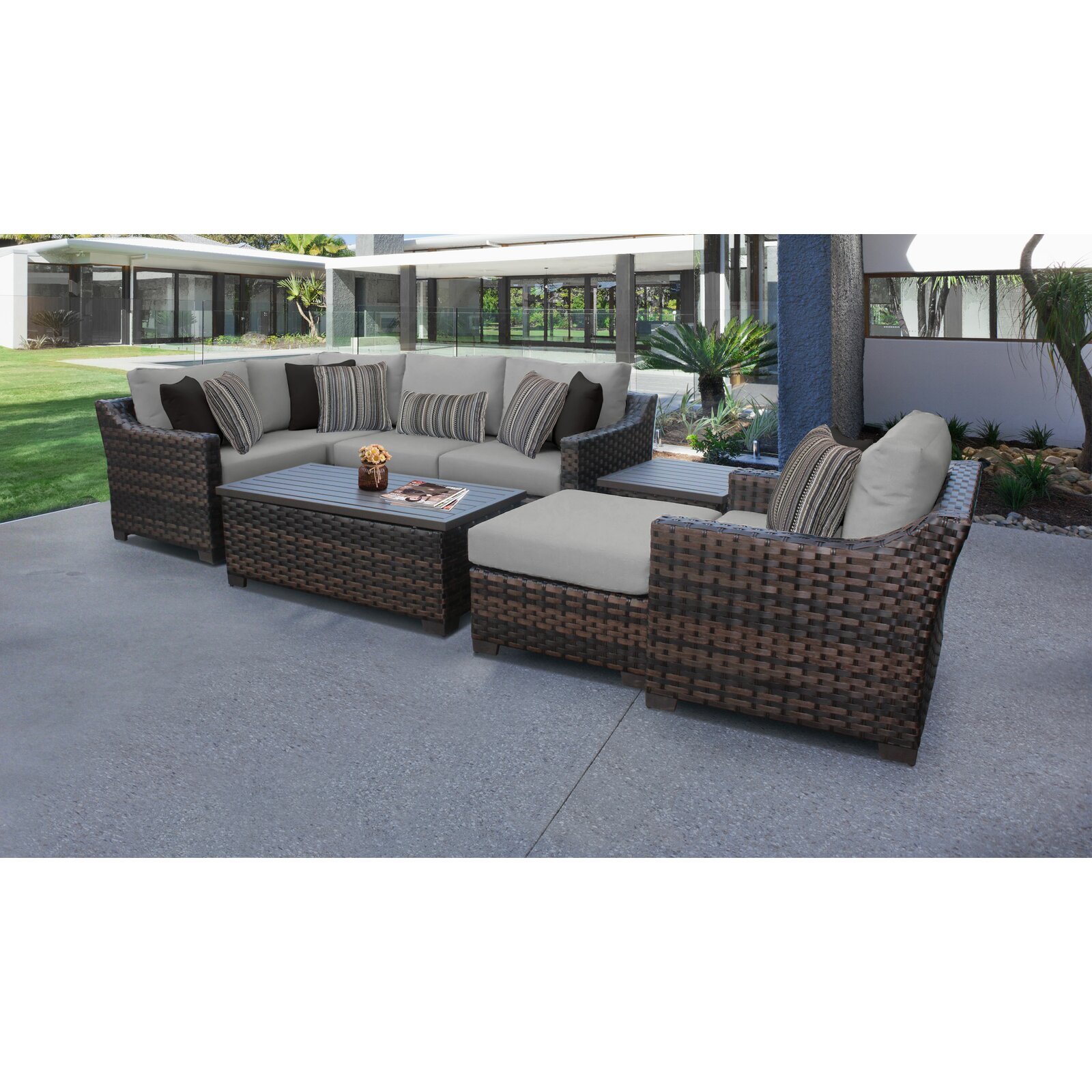 kathy ireland Homes & Gardens by TK Classics Wicker/Rattan 6 - Person Seating Group with Cushions & Reviews